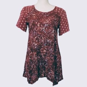 LOGO by Lori Goldstein Printed Cotton Modal Top w/ Sleeve Overlay